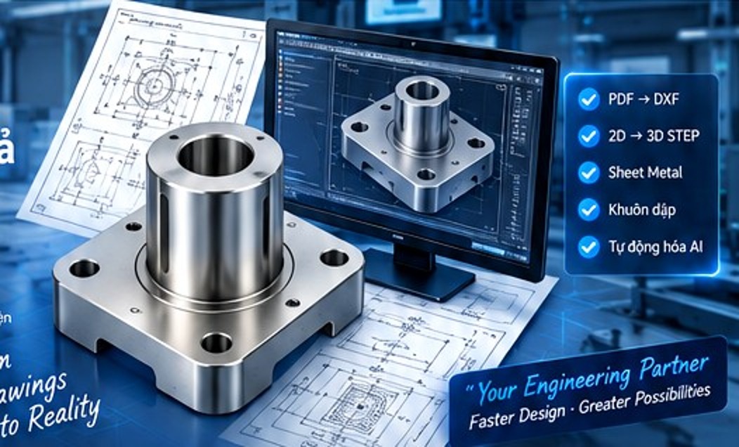 Bản vẽ kỹ thuật và mô hình CAD 3D